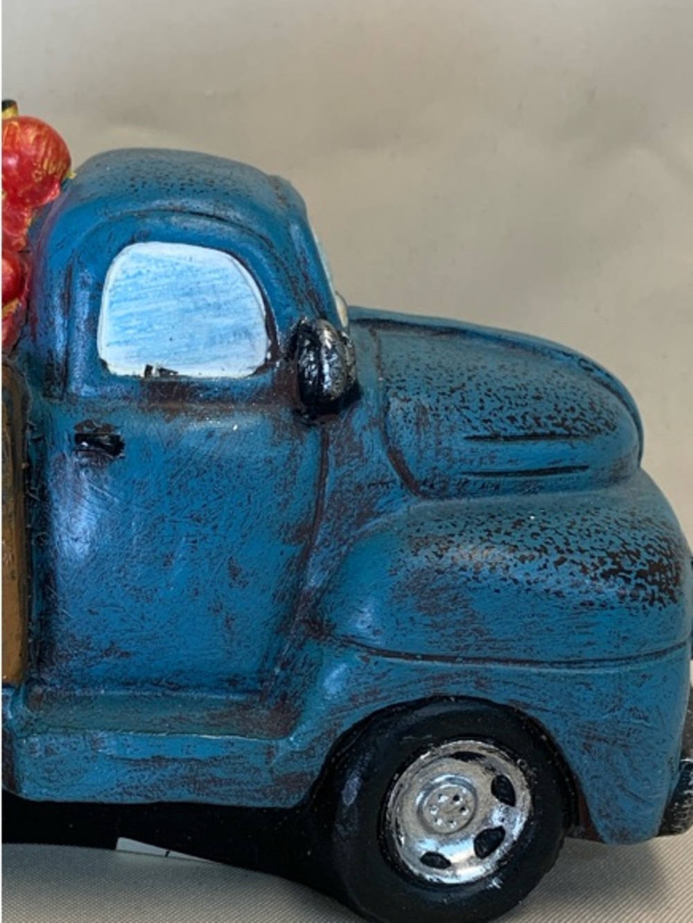 Blue Farm Truck with Red Apples Decorative Accent